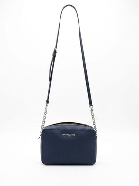 Michael Kors Navy Pebbled Leather Crossbody with Chain Strap